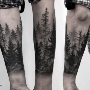 Blackwork рукав лес