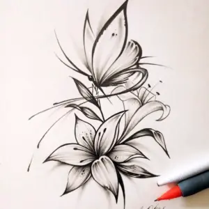 Лилия тату эскиз