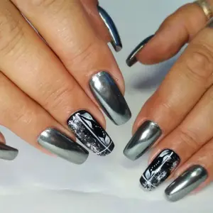 Ногти кошачий глаз серебро