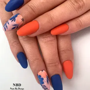 Ногти сине оранжевые