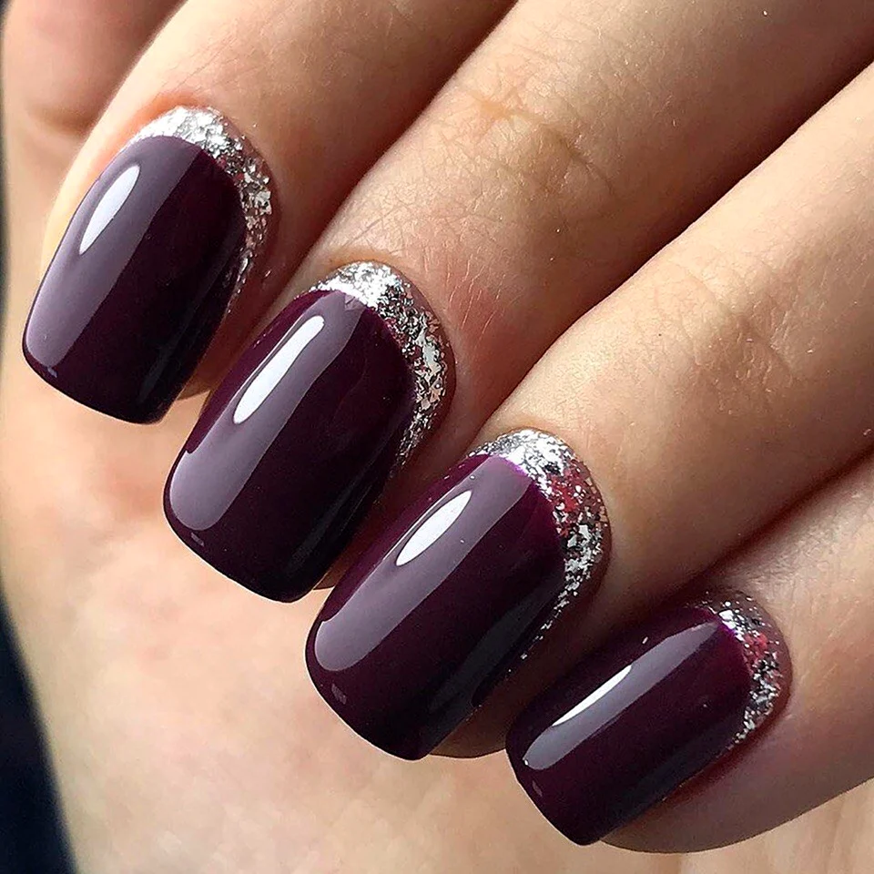 Бордовый маникюр: свежих фото | Dark nails, Manicure, Shellac nail designs