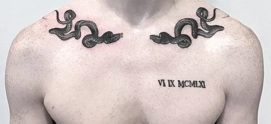 Тату на ключице мужские