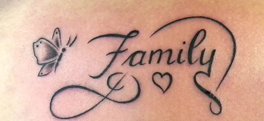 Тату надпись Family