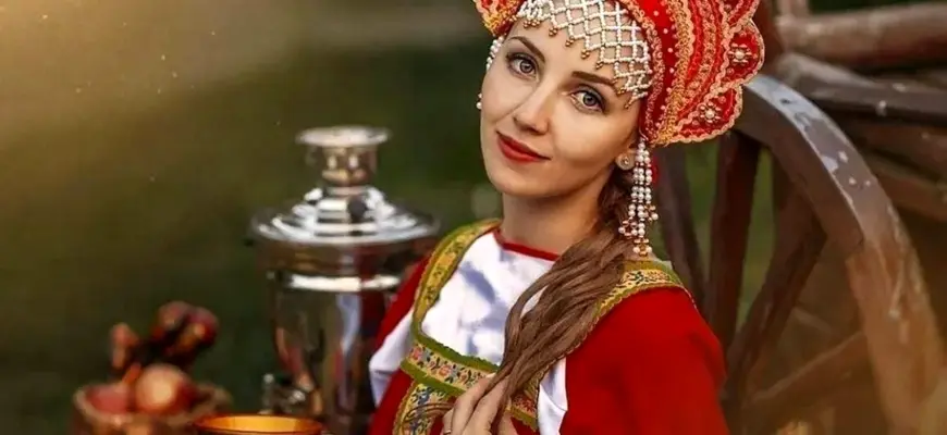 Девушка в сарафане и кокошнике