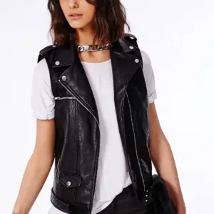 Sleeveless Biker Jacket Black